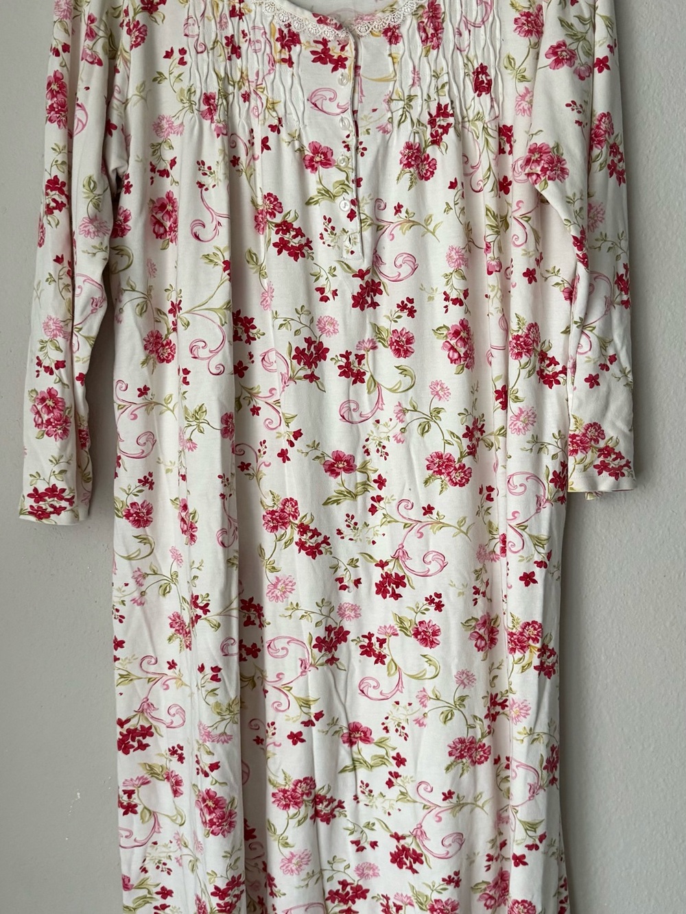 Vintage Floral Cotton Pajama Modest Traditional Nightgown medium